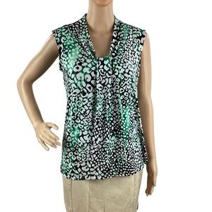 Dana Buchman Green Animal Print Sleeveless Blouse Size S